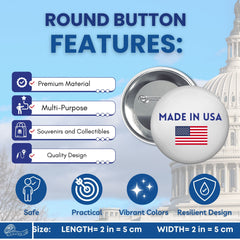 Round Button - State Flag Wisconsin - USA