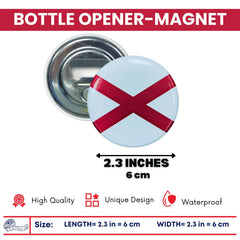 Bottle Opener-Magnet - State Flag Alabama - USA