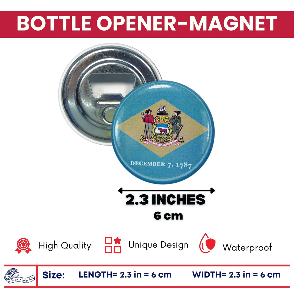 Bottle Opener-Magnet - State Flag Delaware - USA