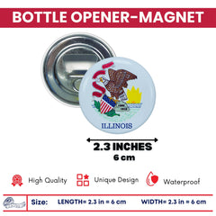 Bottle Opener-Magnet - State Flag Illinois - USA