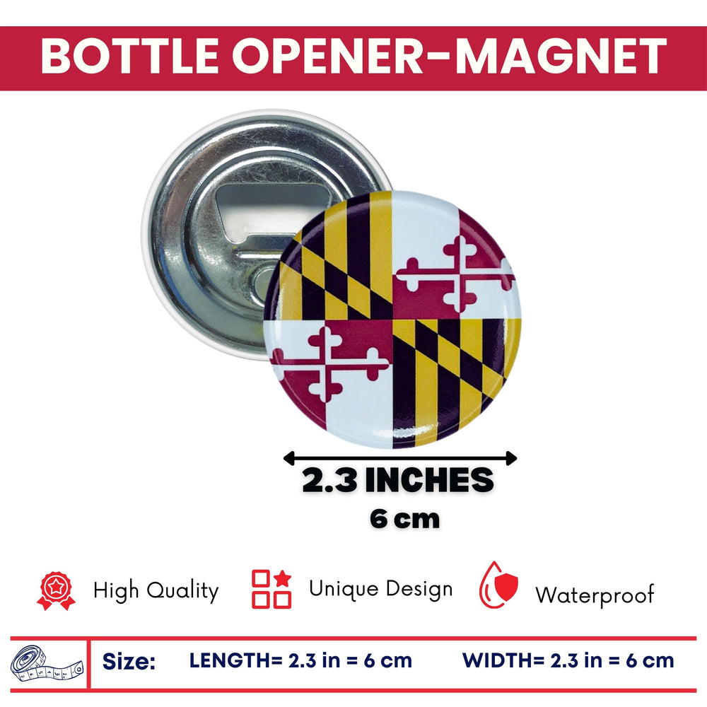 Bottle Opener-Magnet - State Flag Maryland - USA