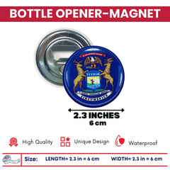 Bottle Opener-Magnet - State Flag Michigan - USA