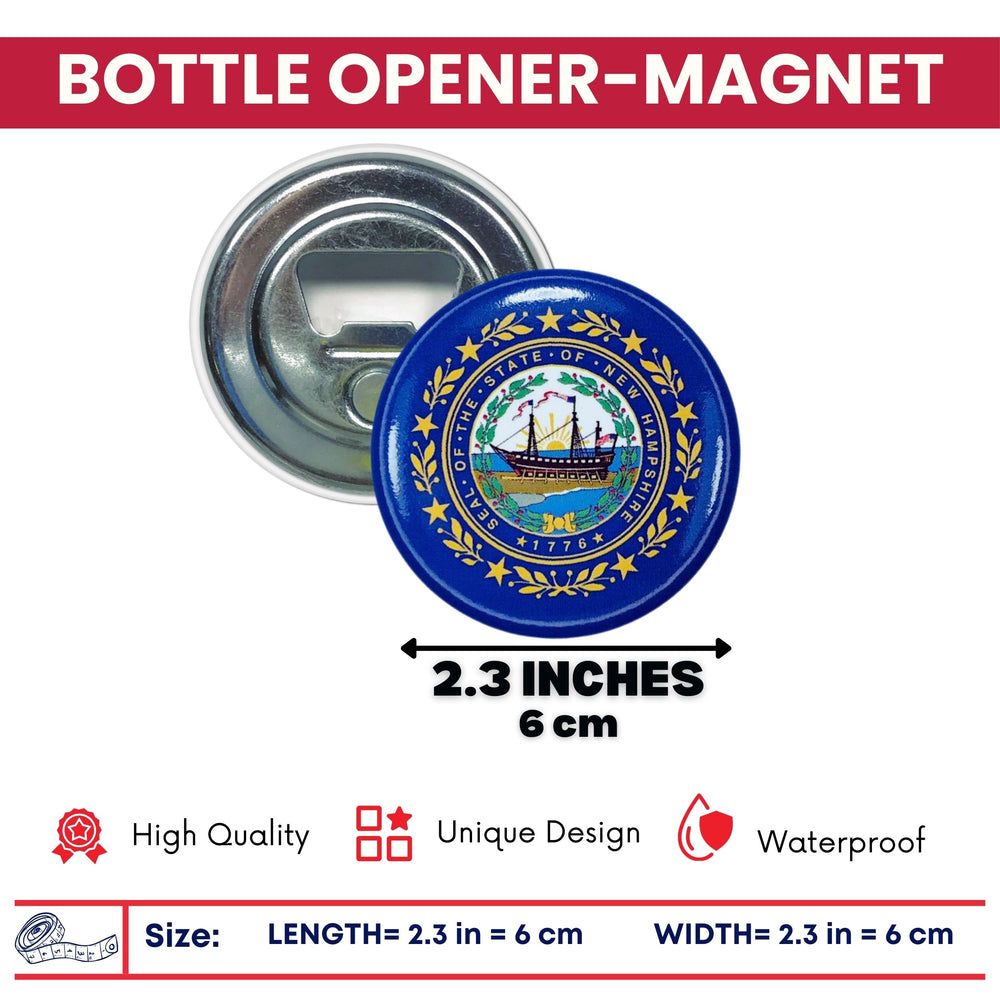 Bottle Opener-Magnet - State Flag New Hampshire - USA