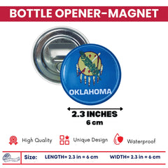 Bottle Opener-Magnet - State Flag Oklahoma - USA