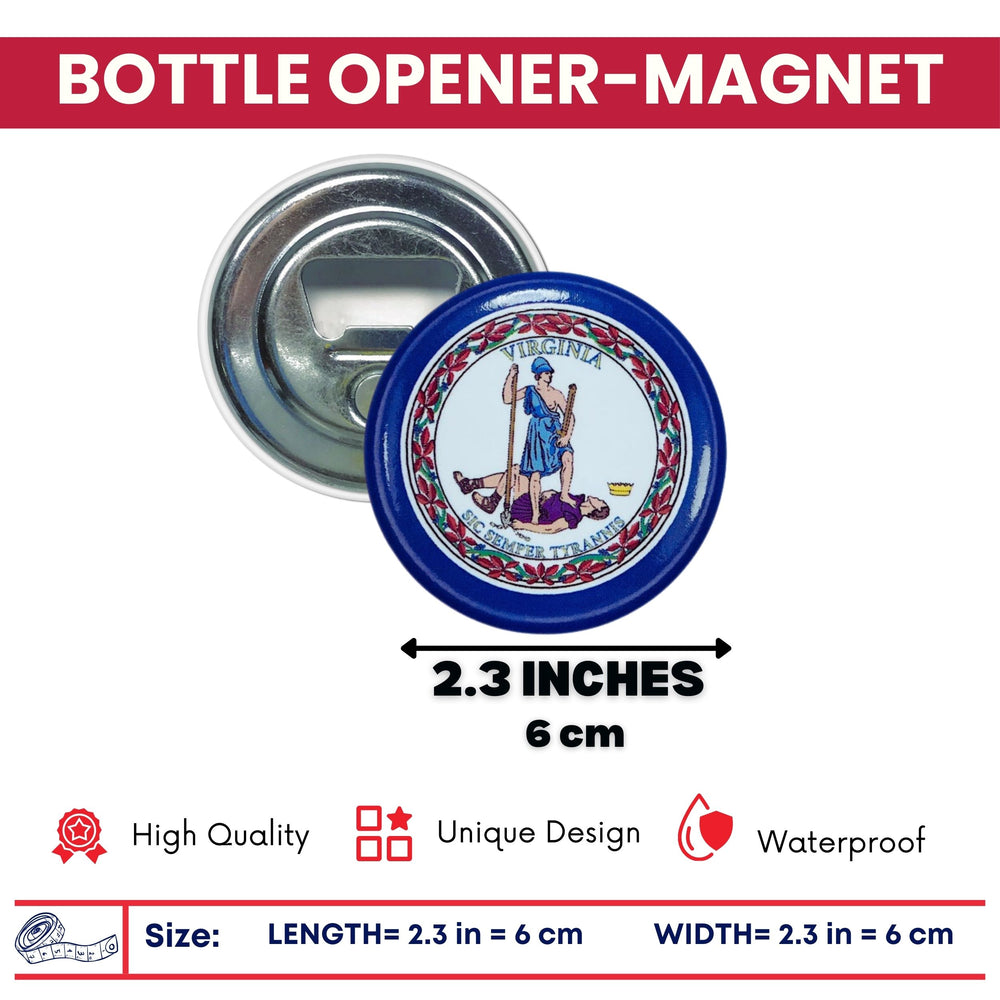 Bottle Opener-Magnet - State Flag Virginia - USA