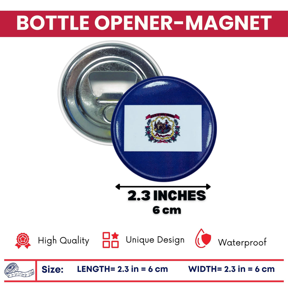 Bottle Opener-Magnet - State Flag West Virginia - USA