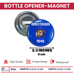 Bottle Opener-Magnet - State Flag Wisconsin - USA
