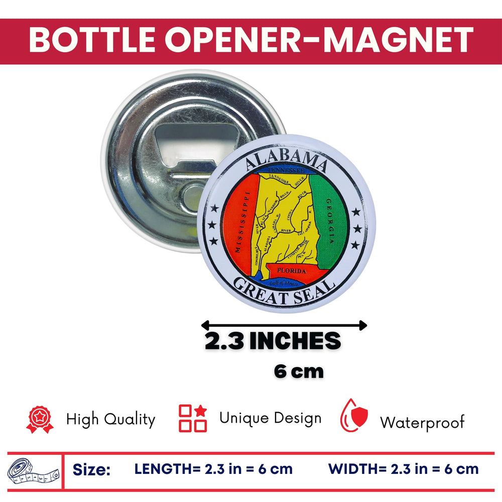 Bottle Opener - Magnet - State Seal Alabama - USA
