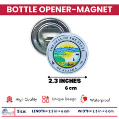 Bottle Opener - Magnet - State Seal Alaska - USA