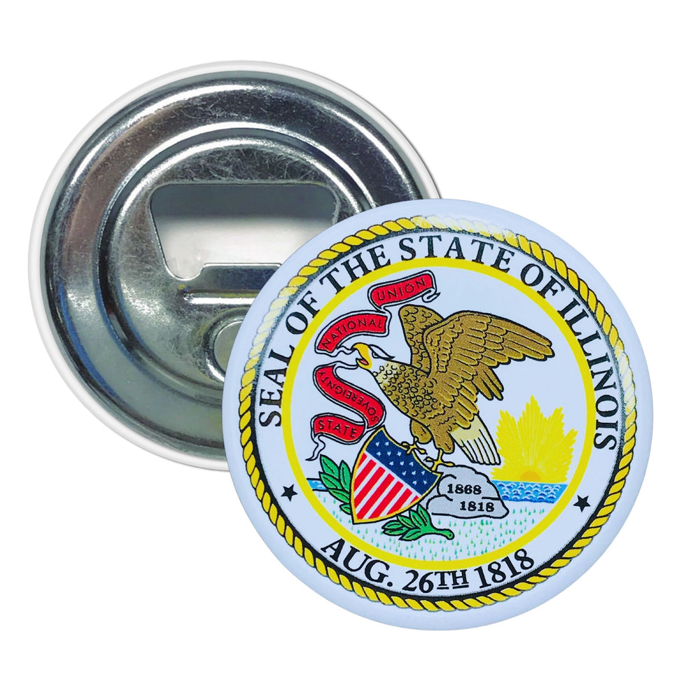 Bottle Opener - Magnet - State Seal Illinois - USA