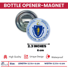 Bottle Opener - Magnet - State Seal Massachusetts - USA