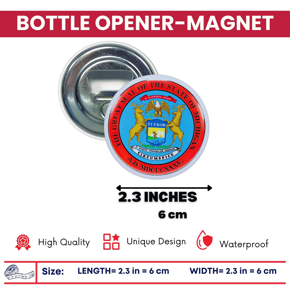 Bottle Opener - Magnet - State Seal Michigan - USA
