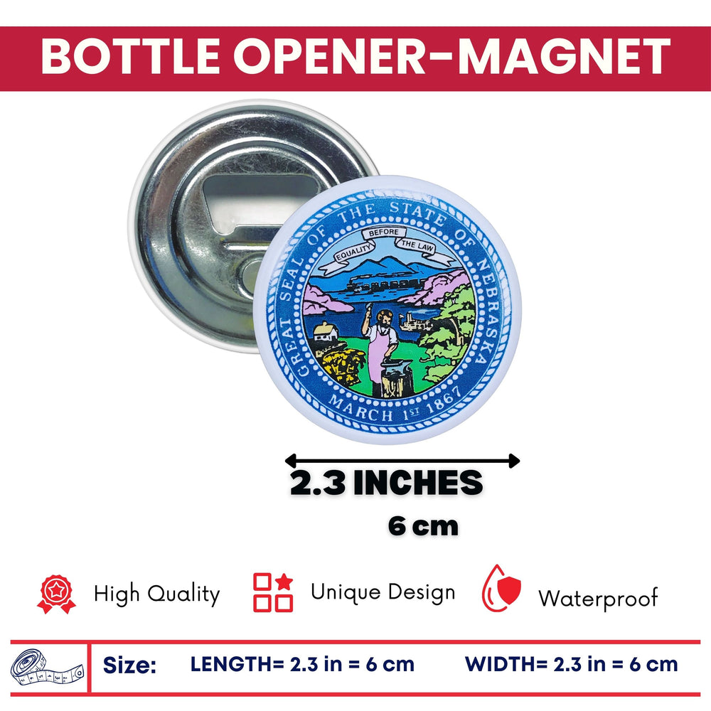 Bottle Opener - Magnet - State Seal Nebraska - USA