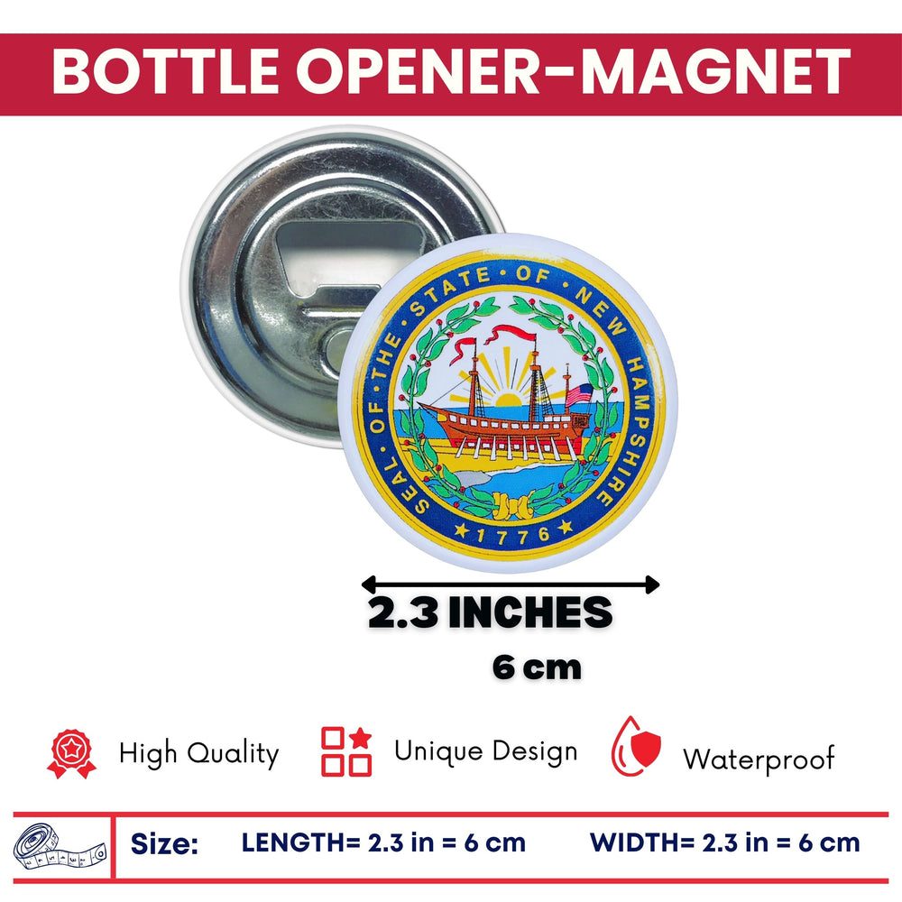 Bottle Opener - Magnet - State Seal New Hampshire - USA
