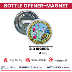 Bottle Opener - Magnet - State Seal North Carolina - USA