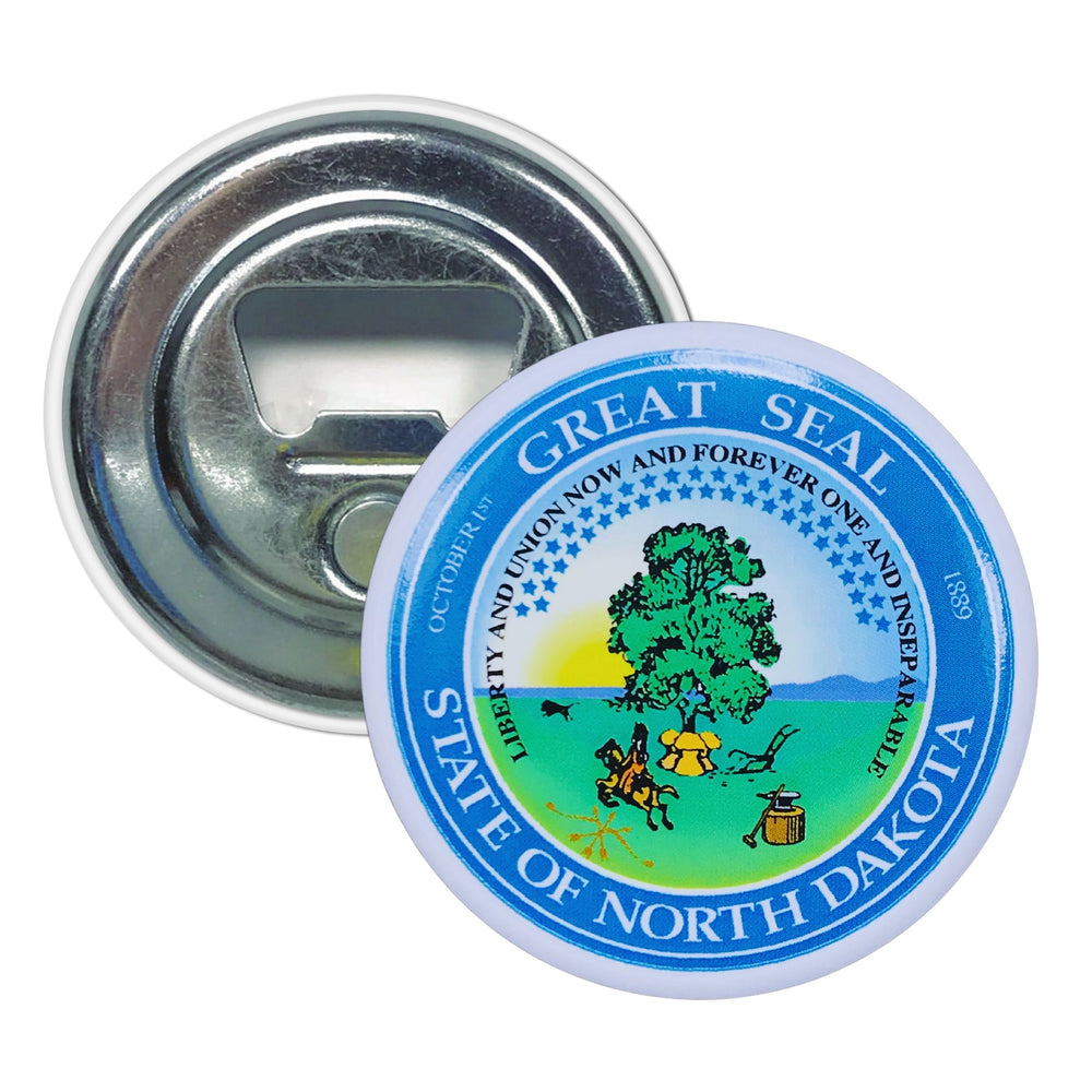 Bottle Opener - Magnet - State Seal North Dakota - USA