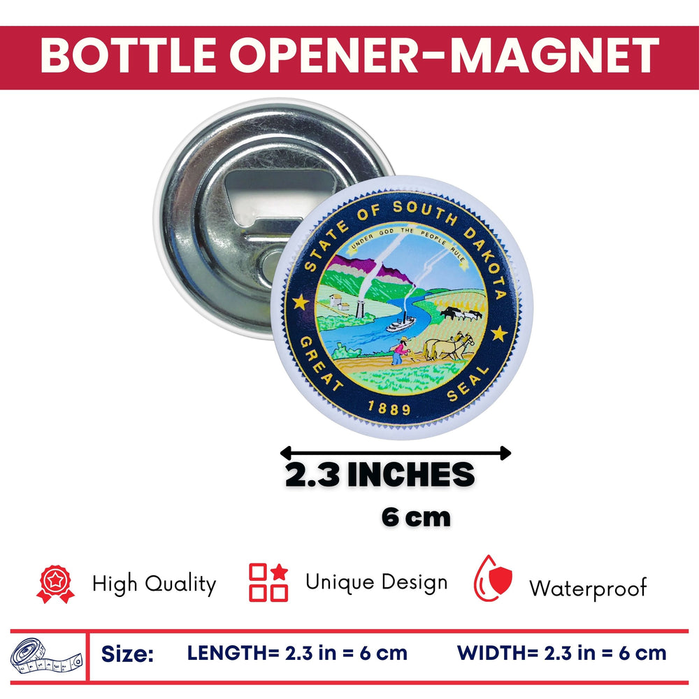 Bottle Opener - Magnet - State Seal South Dakota - USA