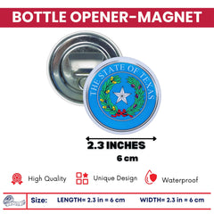 Bottle Opener - Magnet - State Seal Texas - USA