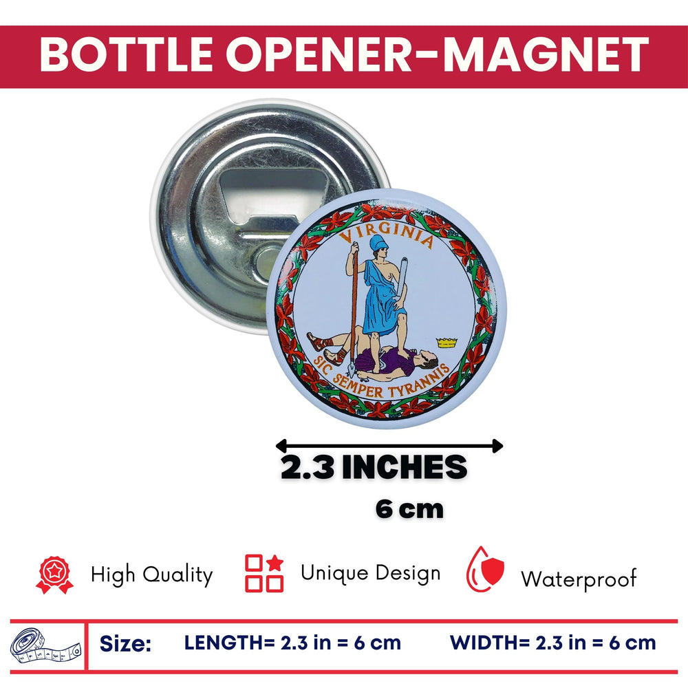 Bottle Opener - Magnet - State Seal Virginia - USA