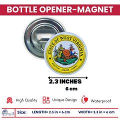 Bottle Opener - Magnet - State Seal West Virginia - USA