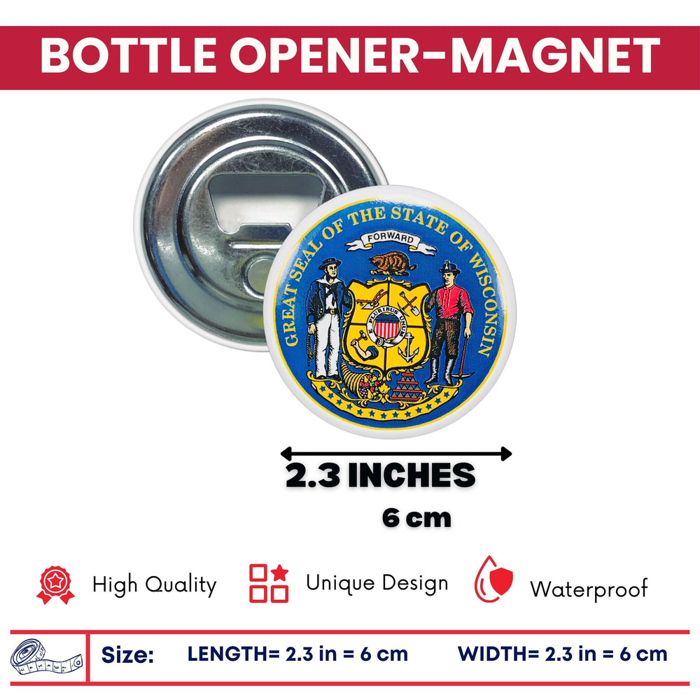Bottle Opener - Magnet - State Seal Wisconsin - USA
