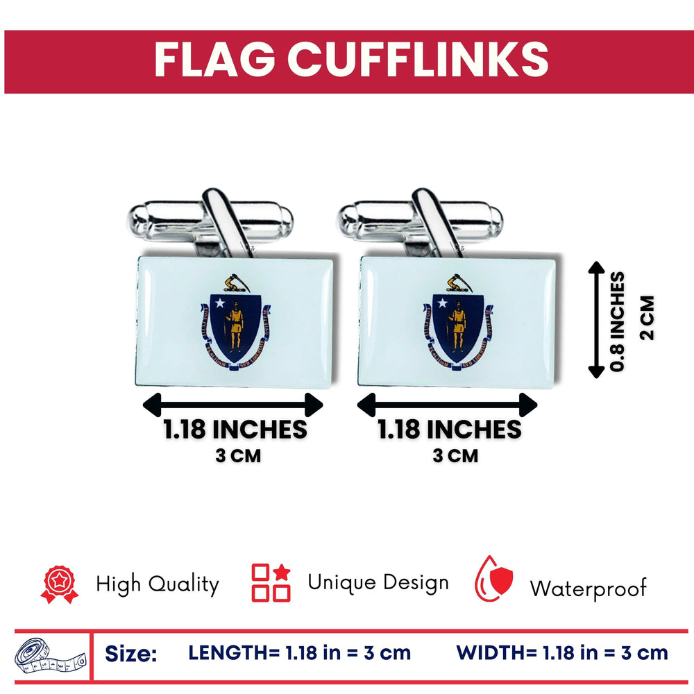 Cufflinks - State Flag Massachusetts - USA