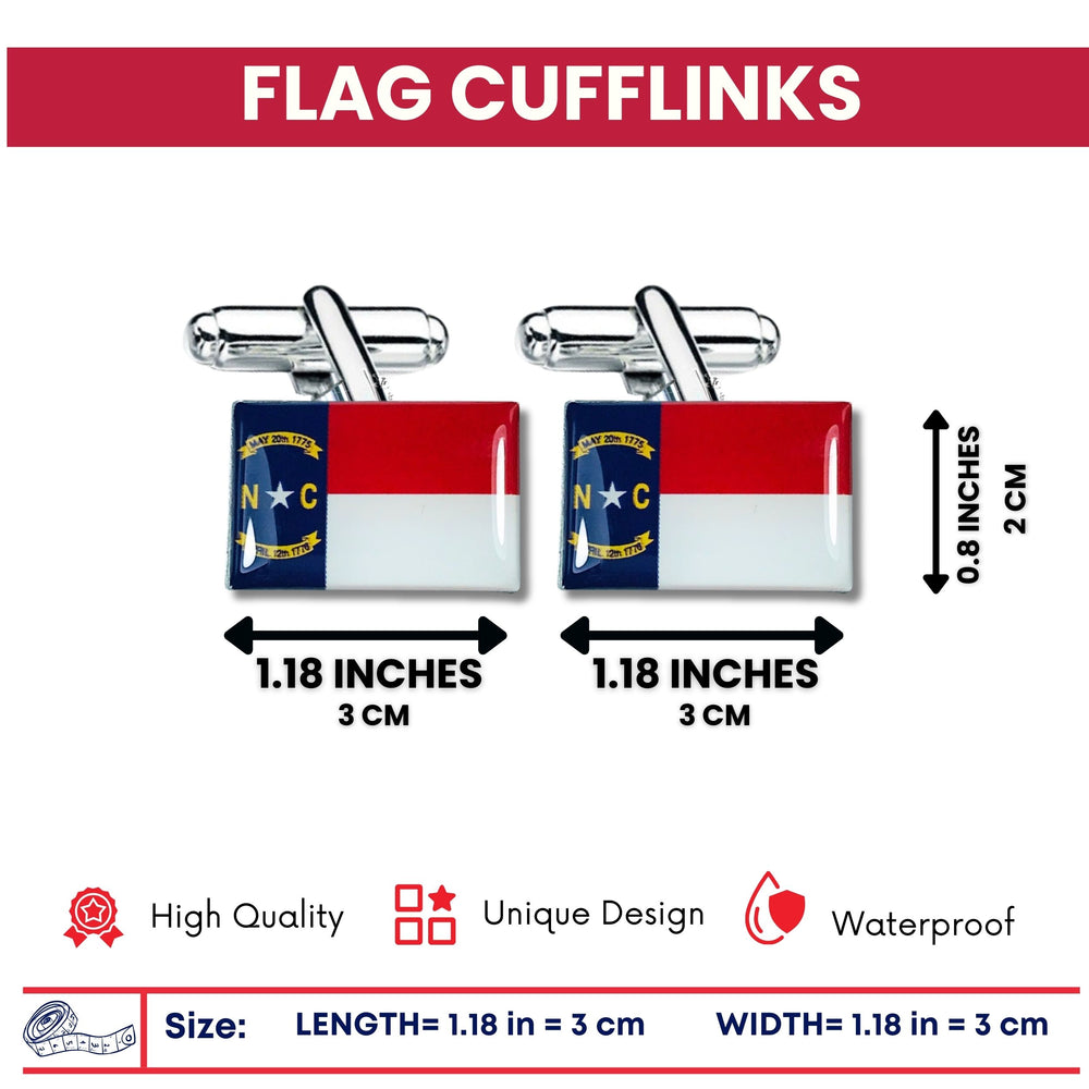 Cufflinks - State Flag North Carolina - USA