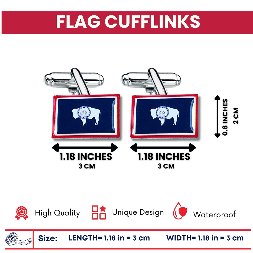 Cufflinks - State Flag Wyoming - USA