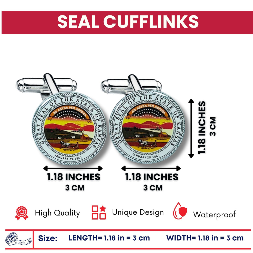 Cufflinks - State Seal Kansas - USA