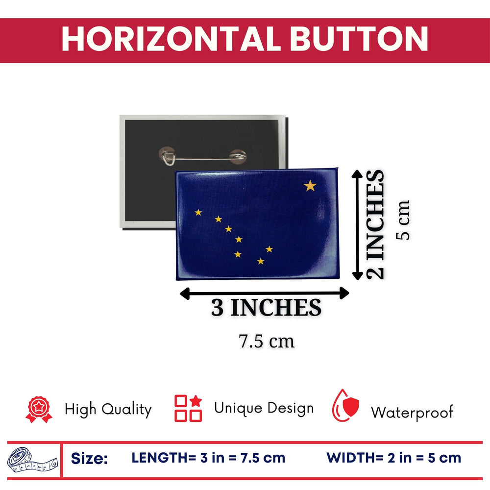 Horizontal Button - State Flag Alaska - USA