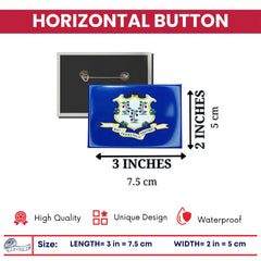 Horizontal Button - State Flag Connecticut - USA
