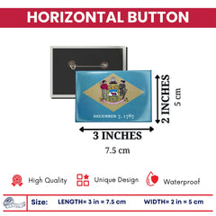 Horizontal Button - State Flag Delaware - USA