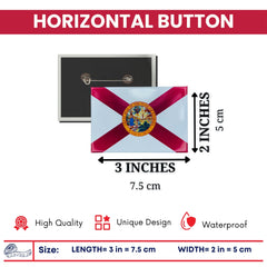 Horizontal Button - State Flag Florida - USA