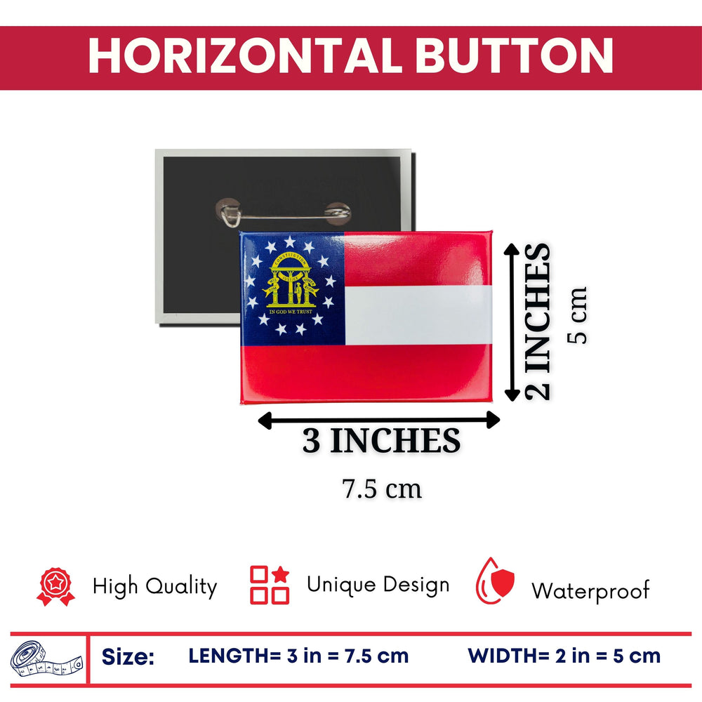 Horizontal Button - State Flag Georgia - USA