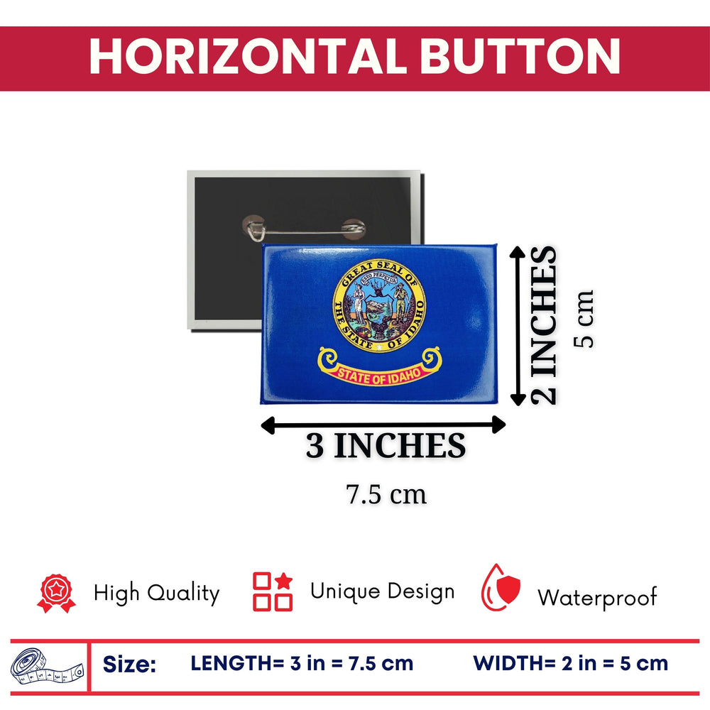 Horizontal Button - State Flag Idaho - USA