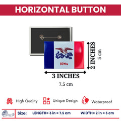 Horizontal Button - State Flag Iowa - USA