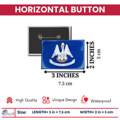 Horizontal Button - State Flag Louisiana - USA