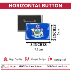 Horizontal Button - State Flag Maine - USA