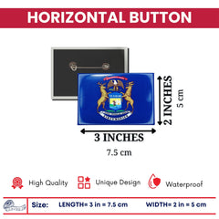Horizontal Button - State Flag Michigan - USA