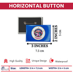 Horizontal Button - State Flag Minnesota - USA