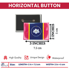 Horizontal Button - State Flag Mississippi - USA