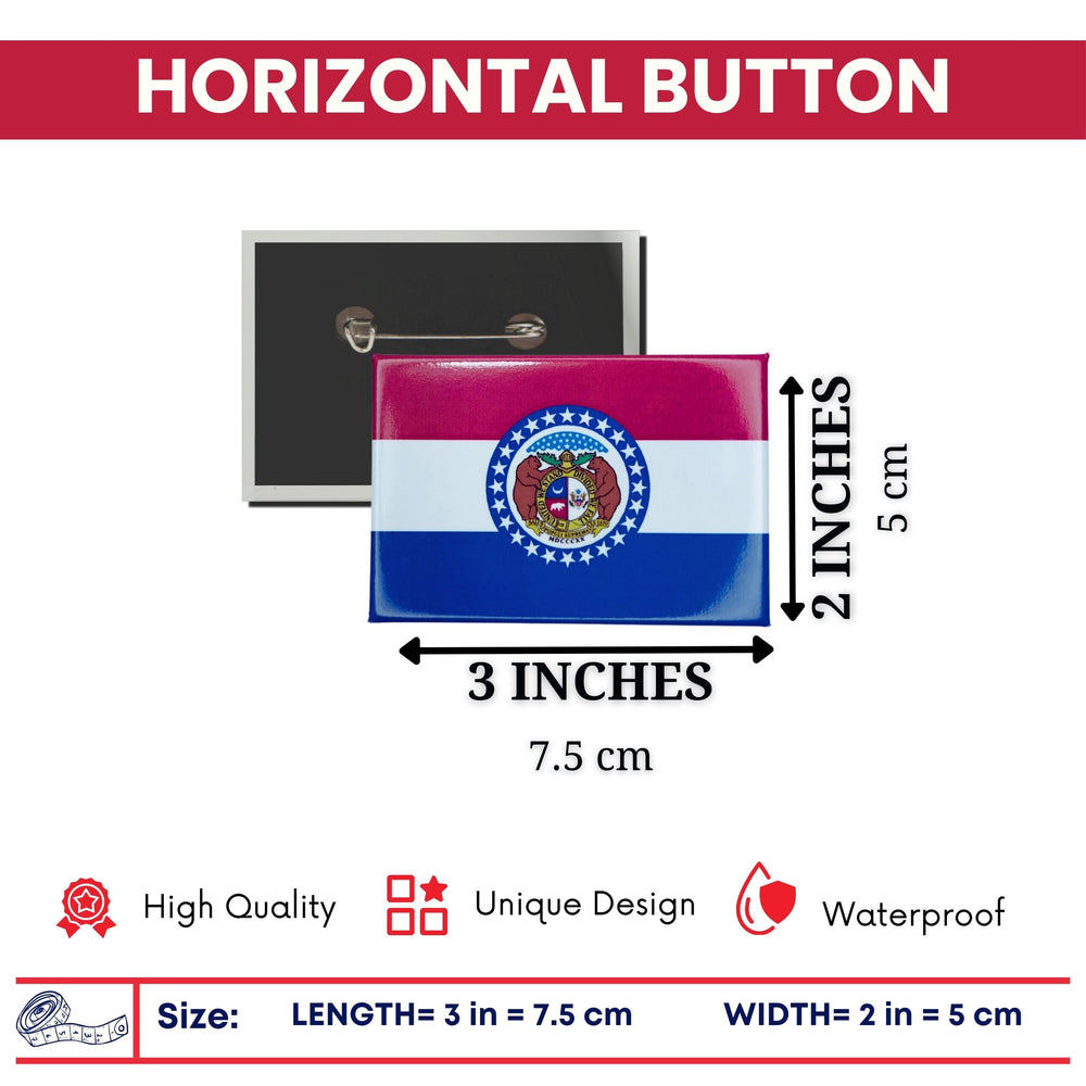 Horizontal Button - State Flag Missouri - USA