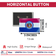 Horizontal Button - State Flag Missouri - USA