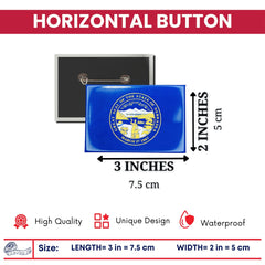 Horizontal Button - State Flag Nebraska - USA