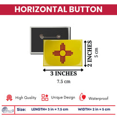 Horizontal Button - State Flag New Mexico - USA