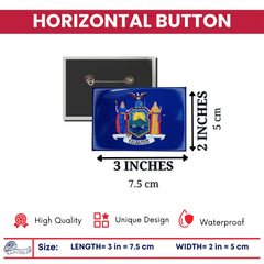 Horizontal Button - State Flag New York - USA