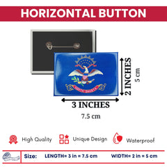 Horizontal Button - State Flag North Dakota - USA