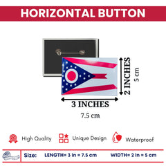 Horizontal Button - State Flag Ohio - USA