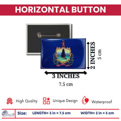 Horizontal Button - State Flag Vermont - USA