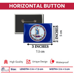 Horizontal Button - State Flag Virginia - USA